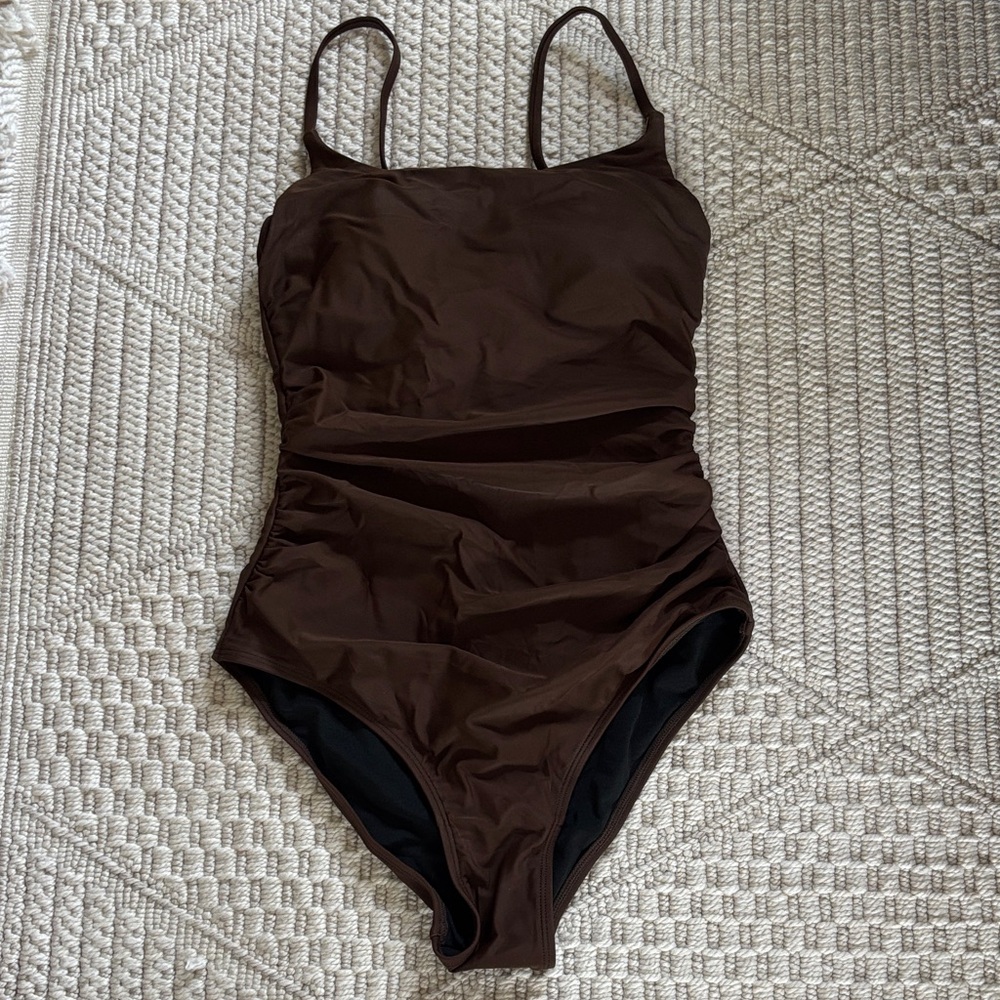Classic Brown One-Piece Swim Suit - Women